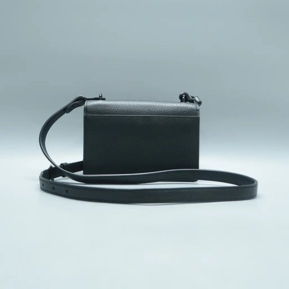 100% Authentic SAINT LAURENT Sunset Mini Black Leather Shoulder Bag 1294-101724 - Picture 2 of 12